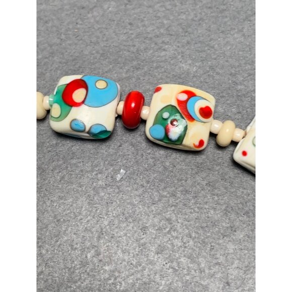 Colorful Lampwork Bead Squares with Red & Blue Dots 13 beads - Picture 10 of 12